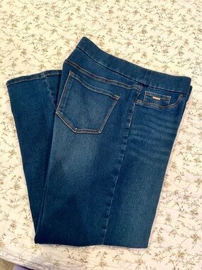 Nine West Dark Blue Skinny Jeans Heidi Pull On Straight Sz 14